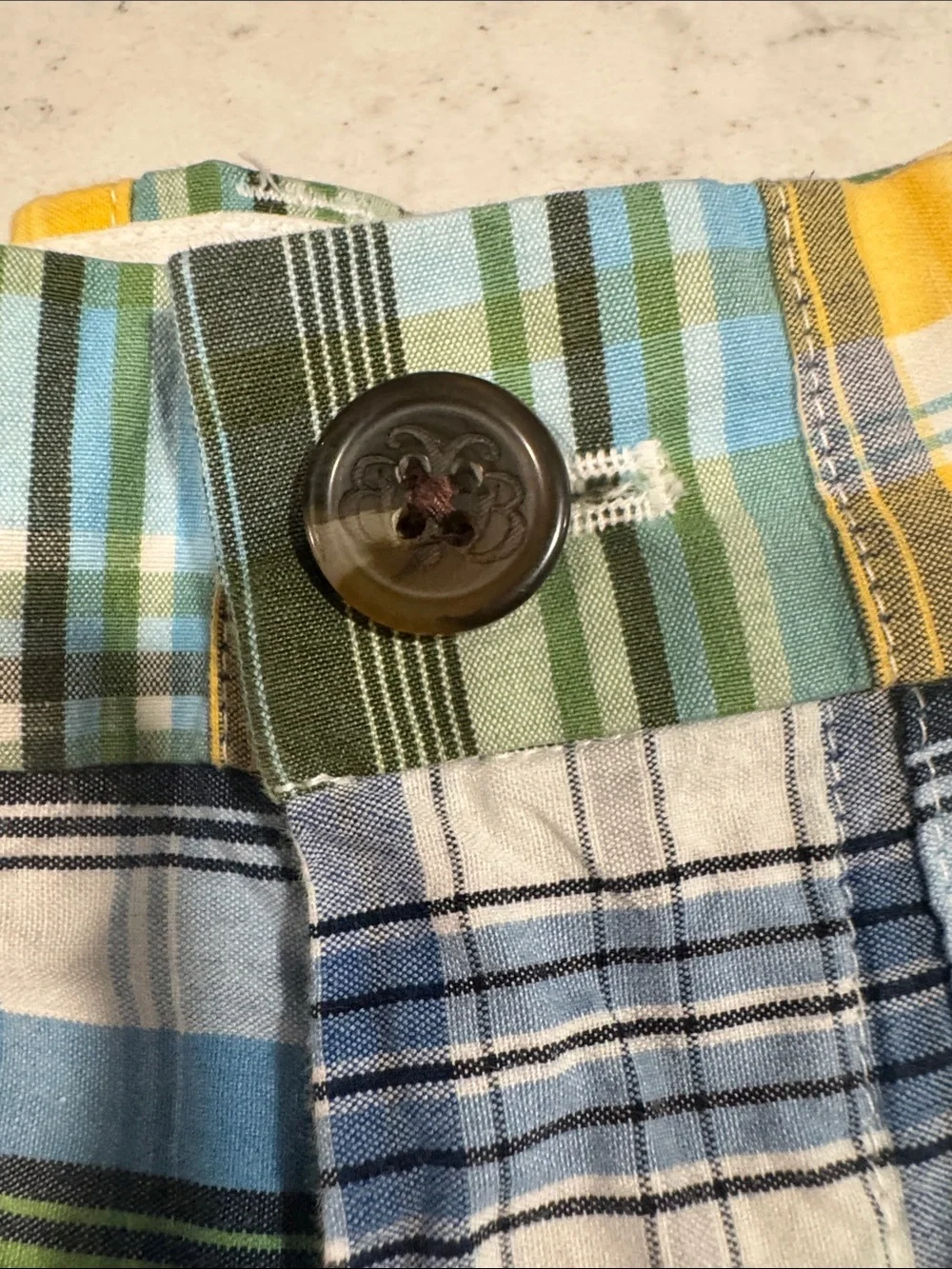 Brooks Brothers Country Club Men's Patchwork Plaid Cotton Shorts Navy Blue Green